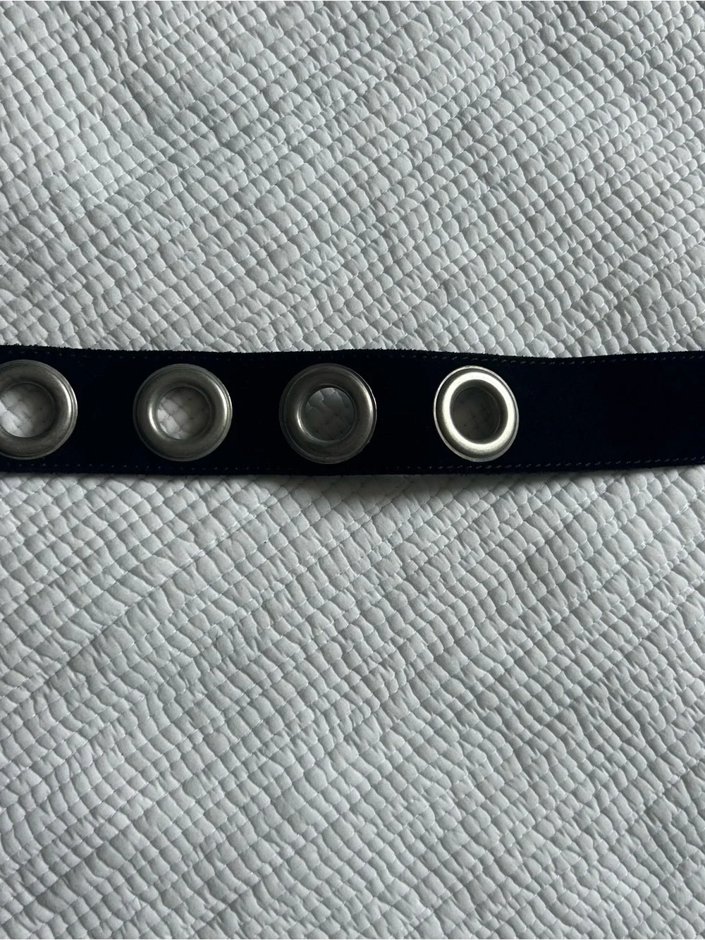 Banana Republic Black Sued Grommet Belt with Silver Round Buckle Size Small
